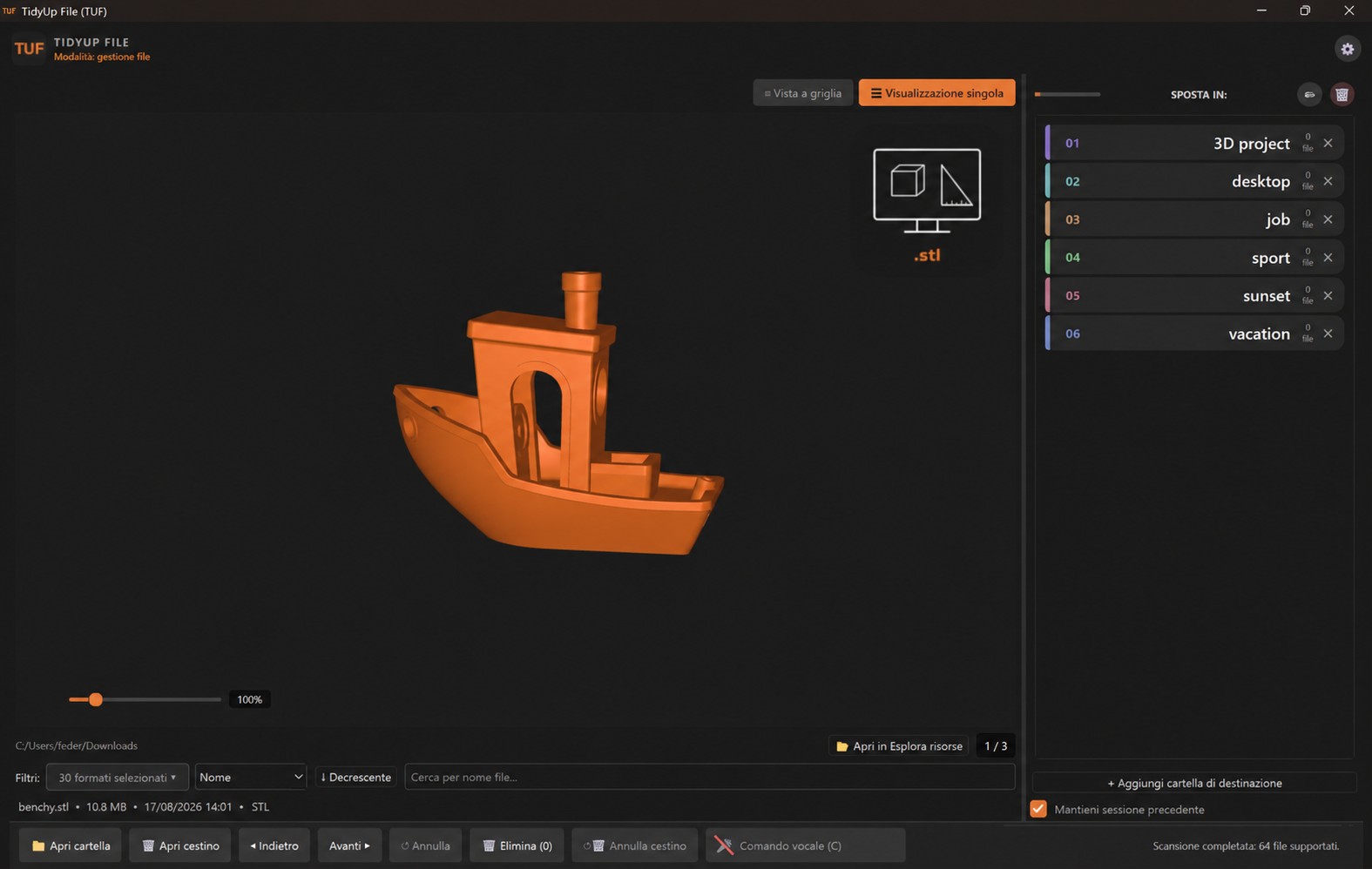 TUF: anteprima modello 3D STL